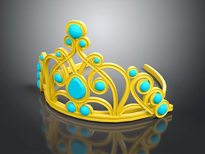 Elegant Golden Crown Fashion Accessory With Blue Gemstones And Curly Patterns 3d model