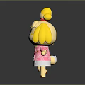 Cute Yellow Fur Game Character With Red Headband Pink Floral Top And White Skirt