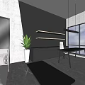 Public Office Space With Open Layout Bar Counter High Stools Bookshelves And TV Screen