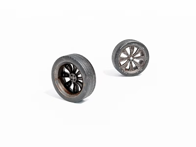 Stylish Automotive Tires With Black Alloy Wheels And Modern Spoke Design 3d model