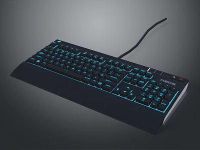 Backlit Wired Computer Keyboard With RGB Lighting And Ergonomic Design Features 3d model
