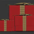 Red Gift Boxes With Gold Ribbons And Bows In Different Sizes For Daily Use