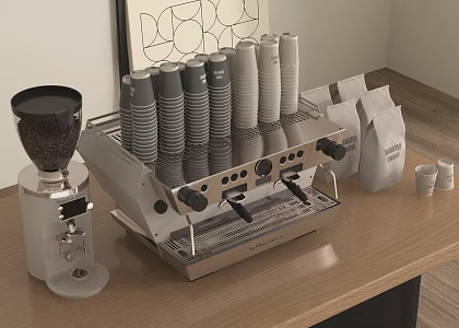 Modern coffee machine coffee bean paper cup 3d model