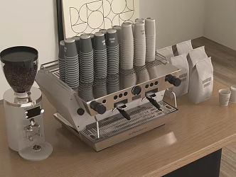 Modern coffee machine coffee bean paper cup 3d model