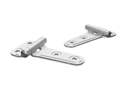 Durable Silver Metal Hinges for Furniture Doors with Mounting Plates and Rotating Parts 3d model