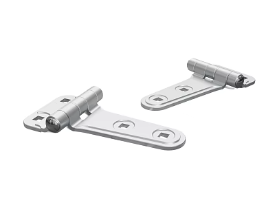 Durable Silver Metal Hinges for Furniture Doors with Mounting Plates and Rotating Parts 3d model