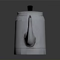 Silver Stainless Steel Kettle with Black Handle and Lid for Daily Use