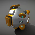 Detailed Orange Fighter Jet Design With Mechanical Structure Blue Lights And Cannons