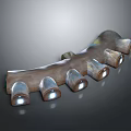 Curved Wooden Base With Multiple Shiny Metal Parts Decorative Industrial Tool Piece