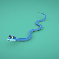 Playful Cartoon Blue Snake With Yellow Eyes On Green Background