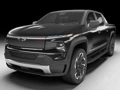 Chevrolet Black Pickup Truck With Modern Design And LED Headlights Alloy Wheels 3d model