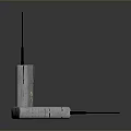 Gray Rectangular Communication Device With Black Antenna Decorative Accent And Long Slender Rod