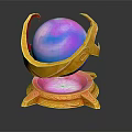 Elaborate Decorative Golden Base Supporting Colorful Glowing Sphere With Intricate Patterns