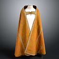 Orange Cloak with Gold Accents Intricate Patterns and Front Button Closure 3d model