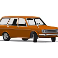 Orange Classic Station Wagon Parked Against Dark Background With Sleek Exterior