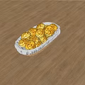 Golden Sesame Seed Bread Rolls in Wicker Basket on Wooden Table