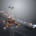 Industrial Crane Structure With Tower Boom Base And Support Wheels