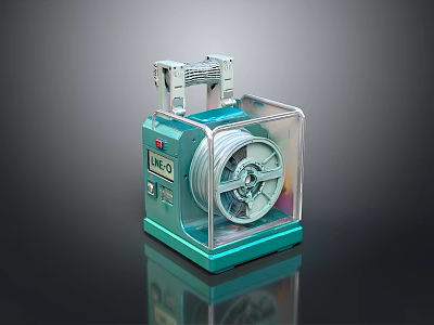 Functional Desk With Transparent Acrylic Panel Teal Metal Frame And Rotating Storage Compartment 3d model