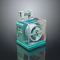 Functional Desk With Transparent Acrylic Panel Teal Metal Frame And Rotating Storage Compartment