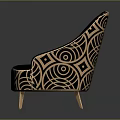Luxury Navy Blue Accent Chair With Tufted Backrest Gold Metal Legs And Swirl Pattern Trim