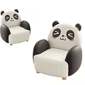 Cute Panda Shaped Kids Single Sofa With White Black Design And Soft Cushion