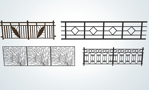 Modern Railing Iron Railing 3d model