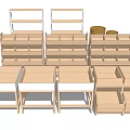 Wooden Multi tiered Retail Display Shelves With Open Design And Storage Baskets