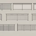 Different Modern Metal Railing Styles With Glass Panels And Balusters 3d model