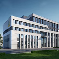 Modern Industrial Factory Building Exterior With Multi Storey Design Large Windows And Lawn Area