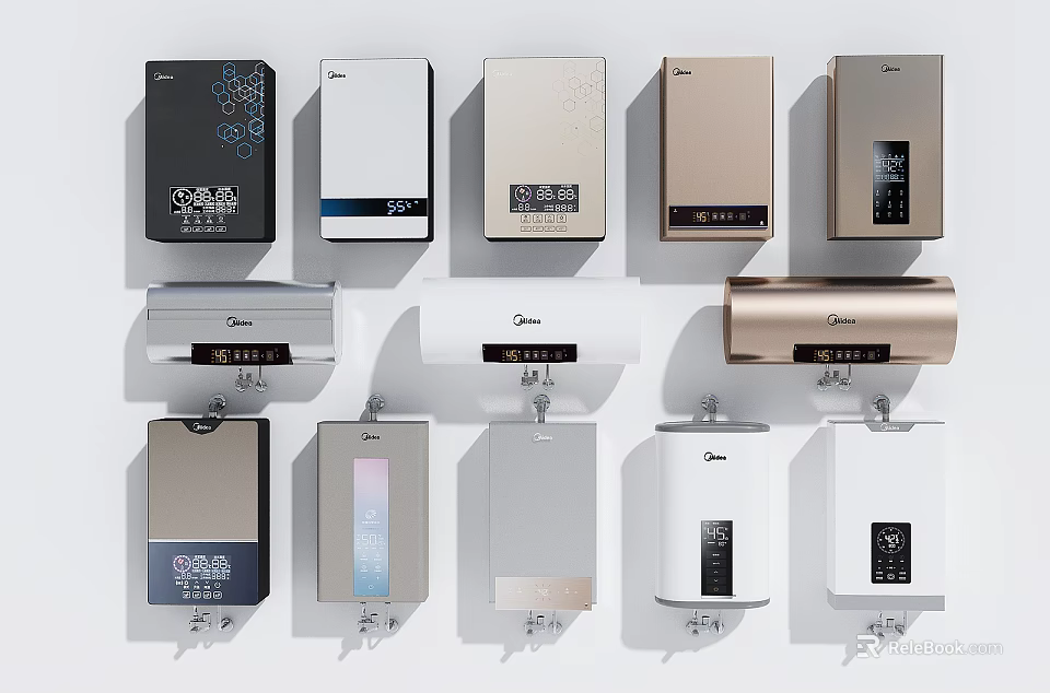 Various Modern Water Heaters With Different Colors And Wall Mounted Designs For Household Use 3d model 