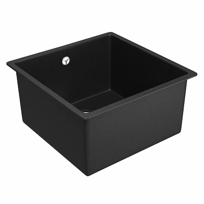 Black Square Single Bowl Kitchen Sink With Overflow Hole Design 3d model