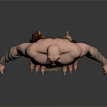 Muscular Demon Figure With Horns Leather Skirt Belt Chains And Clawed Feet