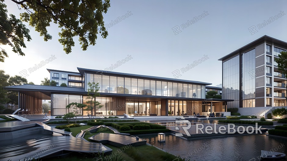 New Chinese Style Sales Office Building New Chinese Style Display Area Modern Style Sales Office Building model