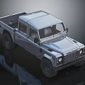 Silver Rugged Pickup Truck With Double Cab Open Cargo Bed And Off Road Tires