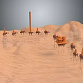 Sand Dunes With Drilling Equipment Tall Pillar Small Devices And Orange Square Structure