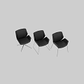 Modern Black Leather Single Chair with Metal Frame and Swivel Base Design
