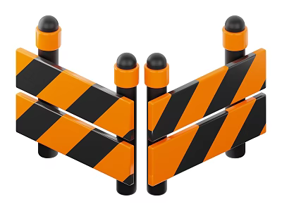 Orange And Black Striped Safety Barrier Fence With Vertical Poles And Crossbars 3d model