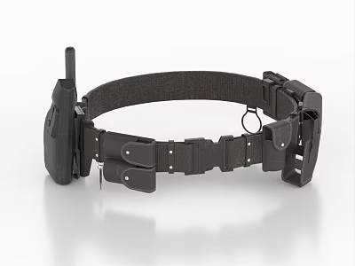 Tactical Security Belt With Walkie Talkie Utility Pouches And Adjustable Buckle 3d model