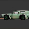 Vintage Retro Car With Light Green Body Pink Roof Green Wheels And Round Headlights