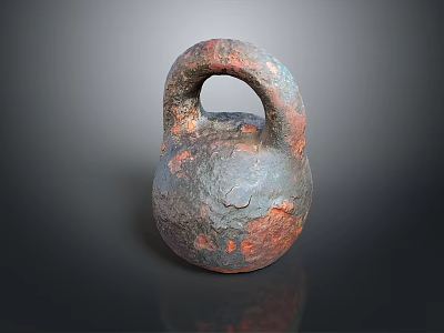 Rusty Vintage Kettlebell As Unique Household Item With Rough Texture Design 3d model