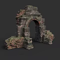 Ancient Stone Arch Ruins Featuring Weathered Brick And Stone Construction 3d model