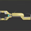 Golden Mechanical Sci Fi Weapon With Blue Glowing Core Design
