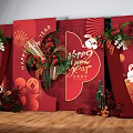 Vibrant Chinese New Year Rabbit Themed Red Decorations With Fireworks And Flowers