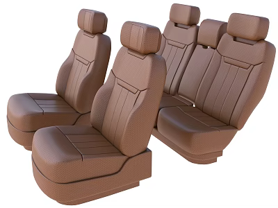 Brown Leather Car Seats With Ergonomic Design And Soft Cushion 3d model