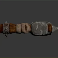 Fantasy Battle Axe With Wooden Handle Leather Wrap And Carved Star Blade