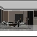 Elegant Modern Living And Dining Room Interior With Custom Built In TV Cabinet And Soft Lighting