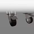 Two Heavy Duty Black Tire Casters With Silver Metal Brackets And Brake System