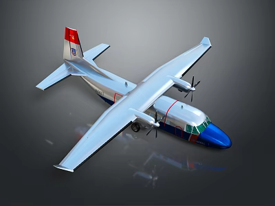 Red and Blue Twin Propeller Aircraft with Long Wings and Fuselage Design 3d model