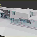 Future Architecture Design With White Geometric Exterior Glass Curtain Walls And Open Layout
