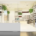 Modern Beauty Salon Interior With Product Shelves Green Plants And Reception Counter